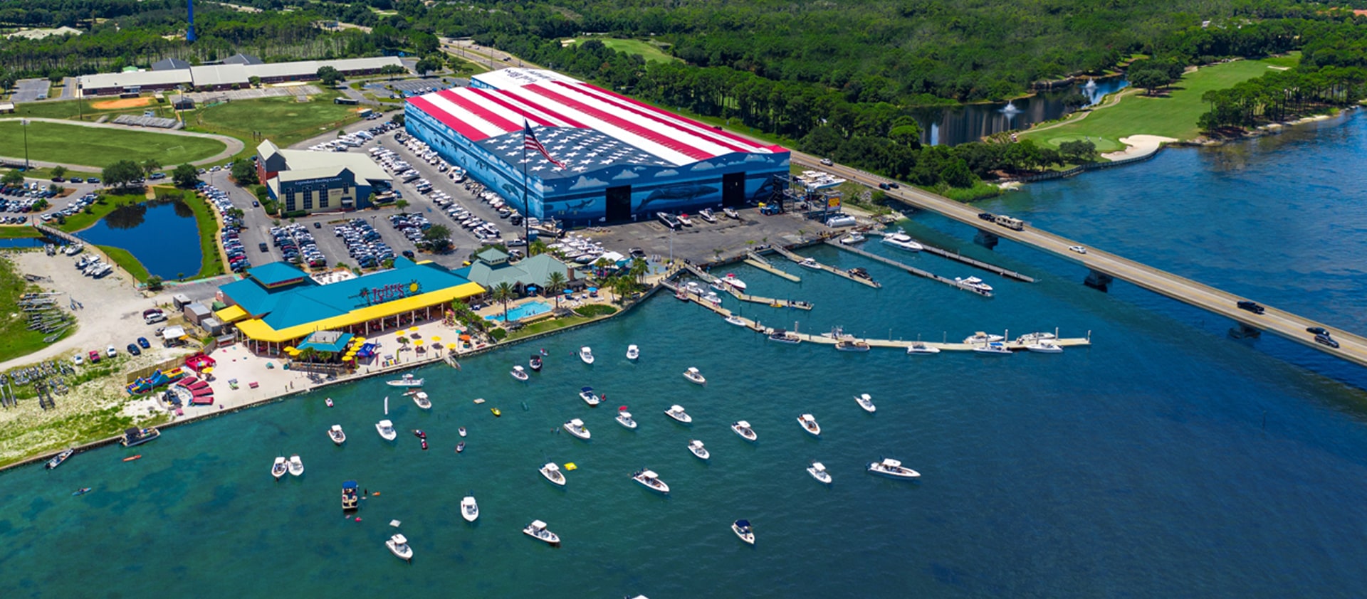 aerial image of the legendary marina
