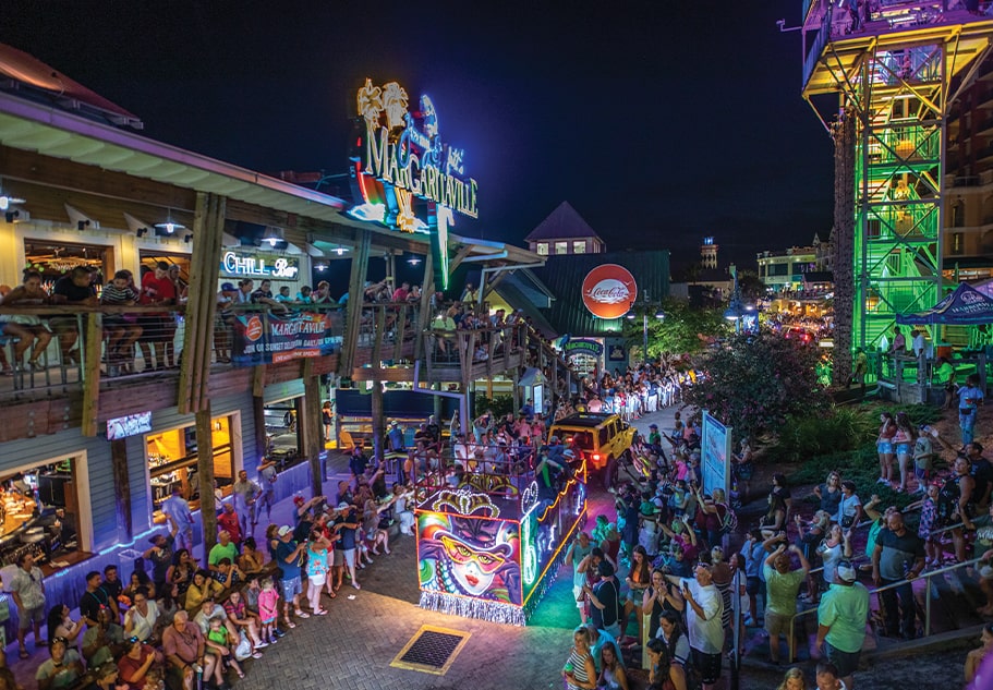 HaborWalk Village at night