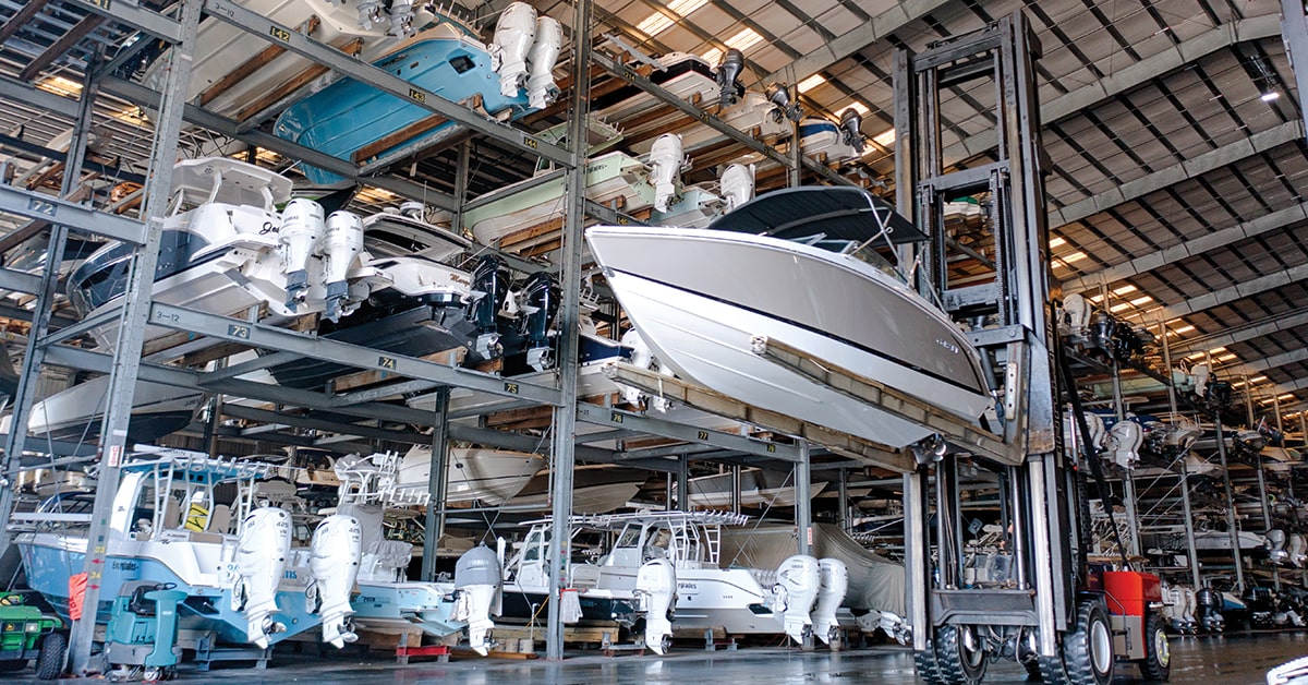 indoor dry storage facility for boats at Bahamas